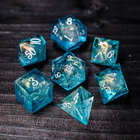 URWizards D&D Resin Ocean Engraved Dice Set Turtle Style - Urwizards