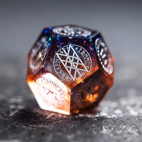 URWizards D&D Resin Dawn Glitter Engraved Dice Set Nordic Style - Urwizards
