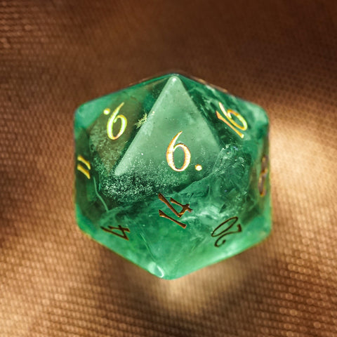 URWizards Dnd Engraved Green Fluorite D20 Dice - Urwizards