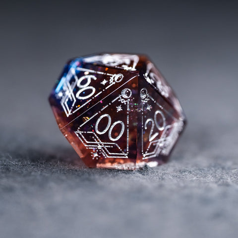 URWizards D&D Resin Dawn Glitter Engraved Dice Set Astrology Style - Urwizards