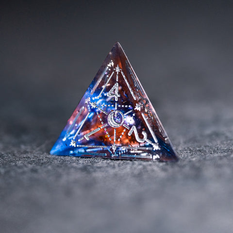 URWizards D&D Resin Dawn Glitter Engraved Dice Set Astrology Style - Urwizards