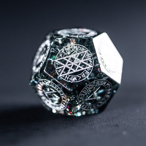 URWizards Dnd Engraved Blast Black Glass Dice Set Nordic Style - Urwizards