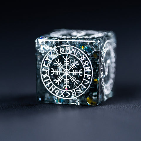 URWizards Dnd Engraved Blast Black Glass Dice Set Nordic Style - Urwizards