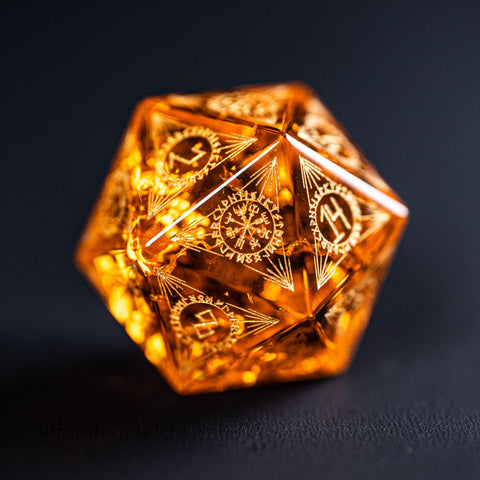 URWizards Dnd Engraved Blast Amber Glass Dice Set Nordic Style - Urwizards