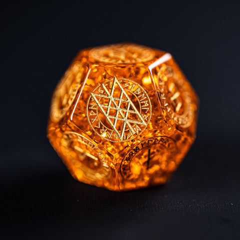 URWizards Dnd Engraved Blast Amber Glass Dice Set Nordic Style - Urwizards