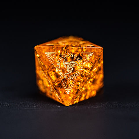 URWizards Dnd Engraved Blast Amber Glass Dice Set Nordic Style - Urwizards