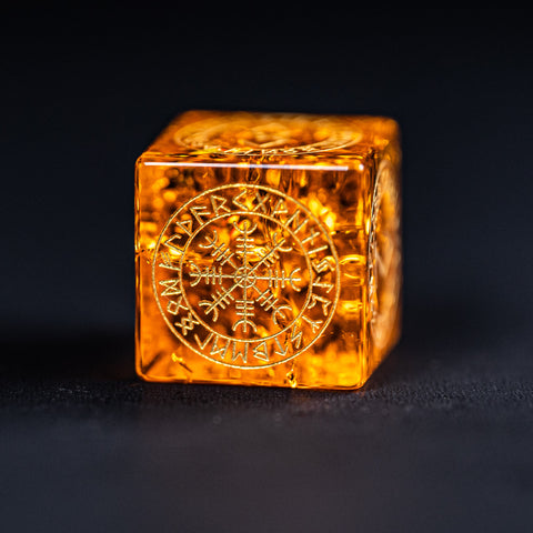 URWizards Dnd Engraved Blast Amber Glass Dice Set Nordic Style - Urwizards