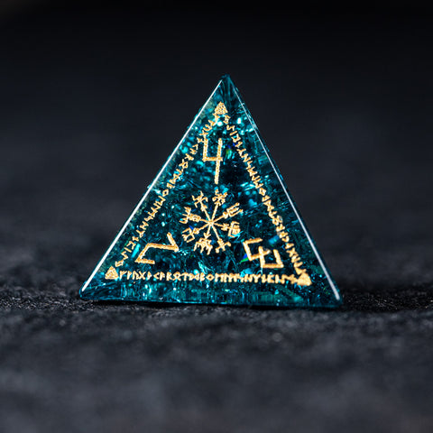 URWizards Dnd Engraved Blast Blue Glass Dice Set Nordic Style - Urwizards