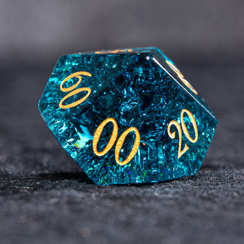 URWizards D&D Blast Blue Glass Engraved Dice Set YEET & F*CK - Urwizards