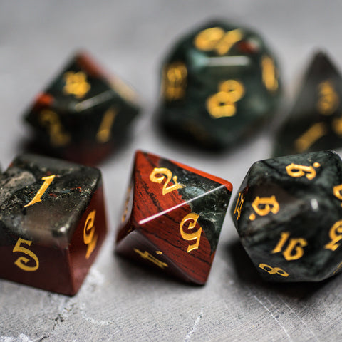 URWizards Dnd Bloodstone Gemstone Engraved Dice Set Magical Style - Urwizards