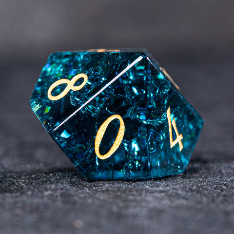 URWizards D&D Blast Blue Glass Engraved Dice Set YEET & F*CK - Urwizards
