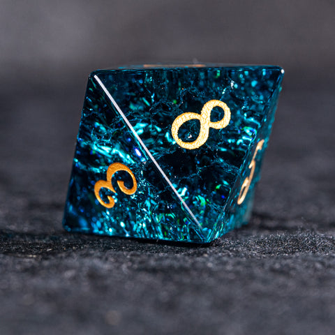URWizards D&D Blast Blue Glass Engraved Dice Set YEET & F*CK - Urwizards