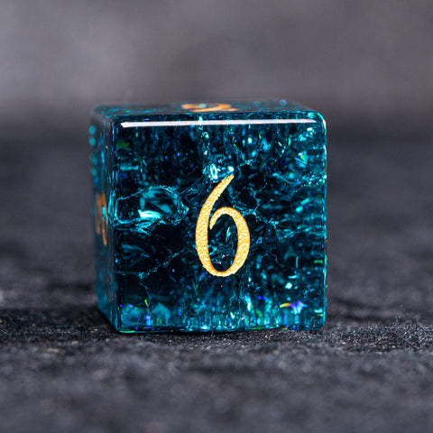 URWizards D&D Blast Blue Glass Engraved Dice Set YEET & F*CK - Urwizards