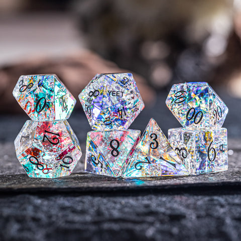 URWizards D&D Blast Prism Glass Engraved Dice Set YEET & F*CK - Urwizards