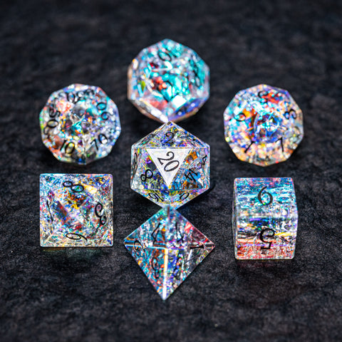 URWizards D&D Blast Prism Glass Engraved Dice Set YEET & F*CK - Urwizards