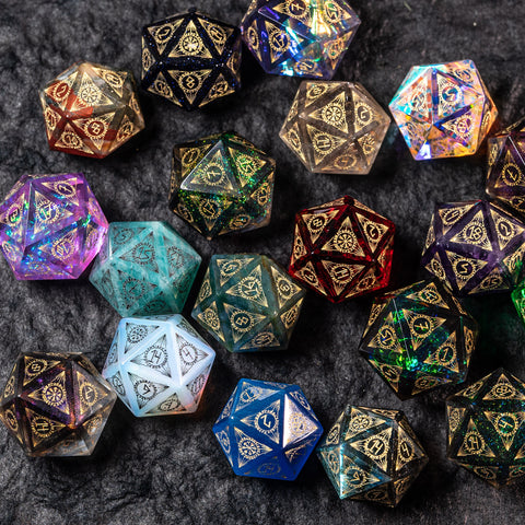 URWizards D&D Engraved Gemstone D20 Dice Nordic Style - Urwizards
