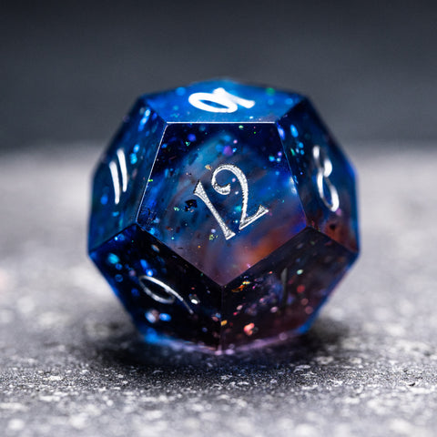 URWizards D&D Resin Dawn Glitter Engraved Dice Set Moon Style - Urwizards