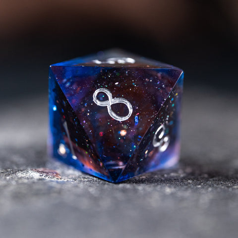 URWizards D&D Resin Dawn Glitter Engraved Dice Set Moon Style - Urwizards