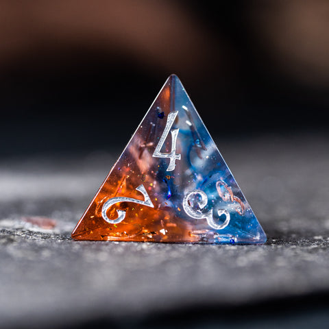 URWizards D&D Resin Dawn Glitter Engraved Dice Set Moon Style - Urwizards