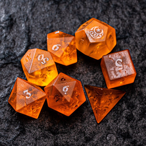 URWizards D&D Lava Glass Raised Dice Set Moon Star Style - Urwizards