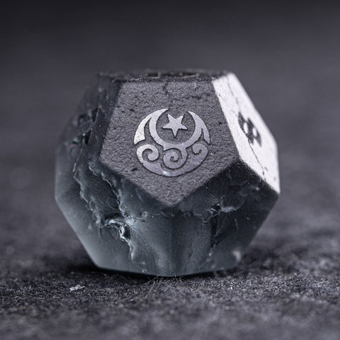 URWizards D&D Blast Black Glass Raised Dice Set Moon Star Style - Urwizards