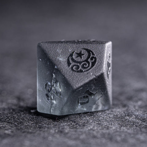 URWizards D&D Blast Black Glass Raised Dice Set Moon Star Style - Urwizards