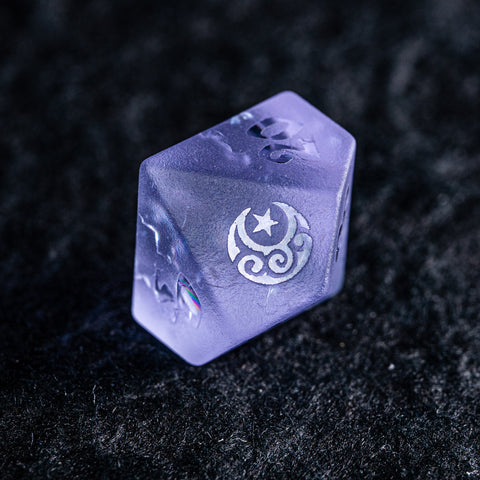 URWizards D&D Blast Lavender Glass Raised Dice Set Moon Star Style - Urwizards
