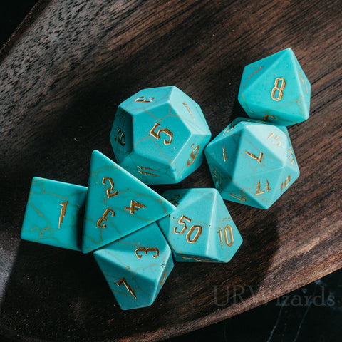 URWizards Dnd Turquoise Engraved Dice Set Wizard lightning Style - Urwizards