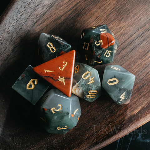 URWizards Dnd Bloodstone Engraved Dice Set Wizard lightning Style - Urwizards