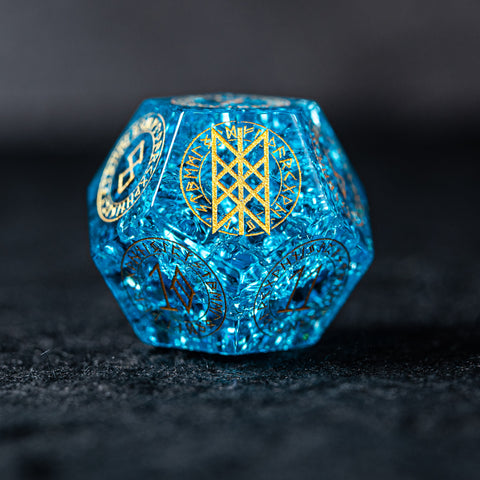 URWizards Dnd Engraved Blast Pale Blue Glass Dice Set Nordic Style - Urwizards