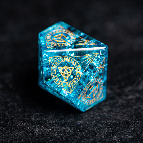 URWizards Dnd Engraved Blast Pale Blue Glass Dice Set Nordic Style - Urwizards