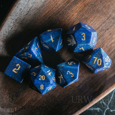 URWizards Dnd Lapis Lazuli Engraved Dice Set Wizard lightning Style - Urwizards
