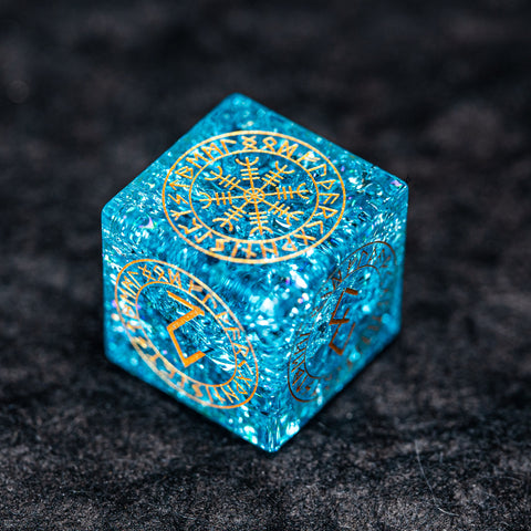 URWizards Dnd Engraved Blast Pale Blue Glass Dice Set Nordic Style - Urwizards