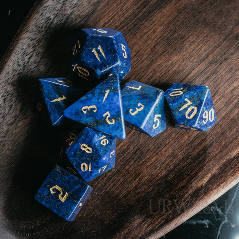 URWizards Dnd Lapis Lazuli Engraved Dice Set Wizard lightning Style - Urwizards