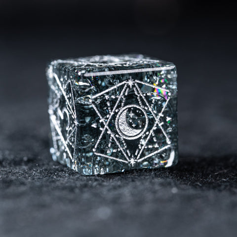 URWizards D&D Blast Black Glass Engraved Dice Set Astrology Style - Urwizards