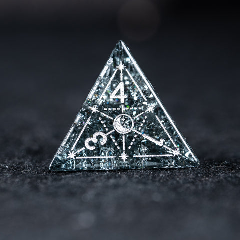 URWizards D&D Blast Black Glass Engraved Dice Set Astrology Style - Urwizards