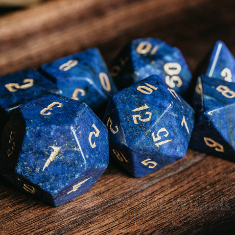 URWizards Dnd Lapis Lazuli Engraved Dice Set Wizard lightning Style - Urwizards