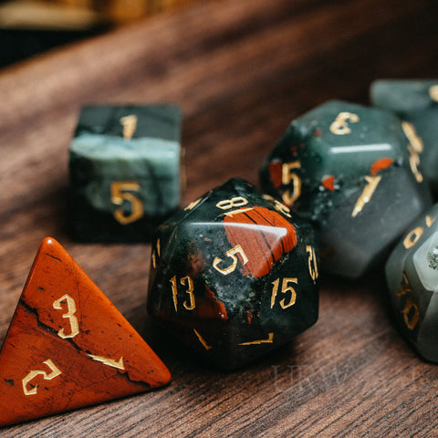URWizards Dnd Bloodstone Engraved Dice Set Wizard lightning Style - Urwizards