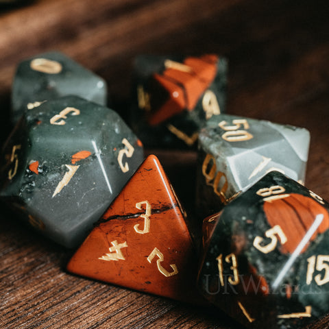 URWizards Dnd Bloodstone Engraved Dice Set Wizard lightning Style - Urwizards