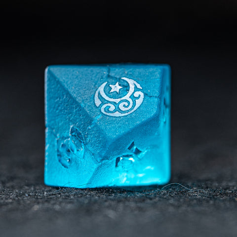 URWizards D&D Blast Pale Blue Glass Raised Dice Set Moon Star Style - Urwizards
