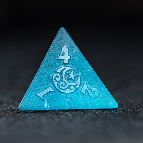 URWizards D&D Blast Pale Blue Glass Raised Dice Set Moon Star Style - Urwizards