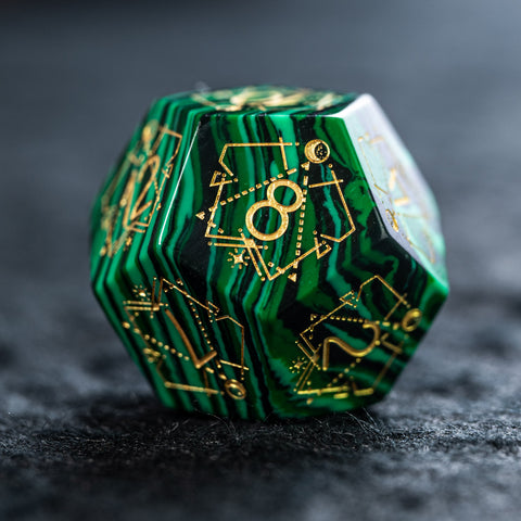 URWizards D&D Malachite Engraved Dice Set Astrology Style - Urwizards