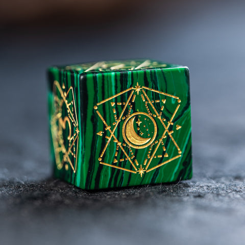 URWizards D&D Malachite Engraved Dice Set Astrology Style - Urwizards