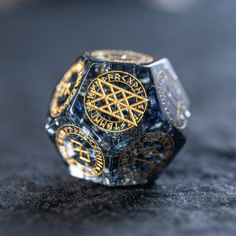 URWizards Dnd Engraved Blast Black Glass Dice Set Nordic Style Gold - Urwizards