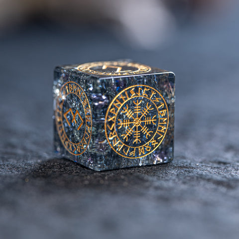 URWizards Dnd Engraved Blast Black Glass Dice Set Nordic Style Gold - Urwizards