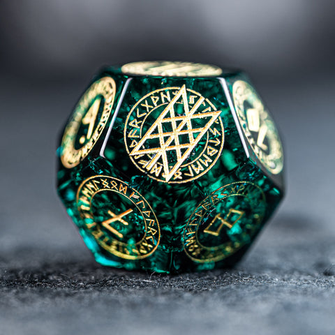 URWizards Dnd Engraved Blast Emerald Glass Dice Set Nordic Style - Urwizards