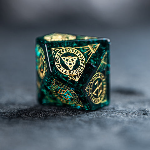 URWizards Dnd Engraved Blast Emerald Glass Dice Set Nordic Style - Urwizards