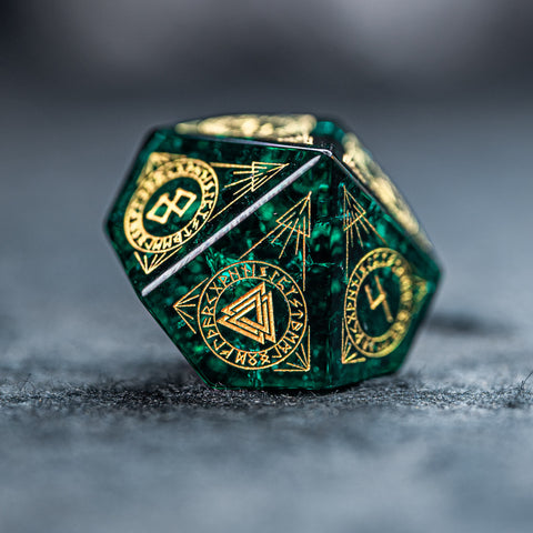 URWizards Dnd Engraved Blast Emerald Glass Dice Set Nordic Style - Urwizards