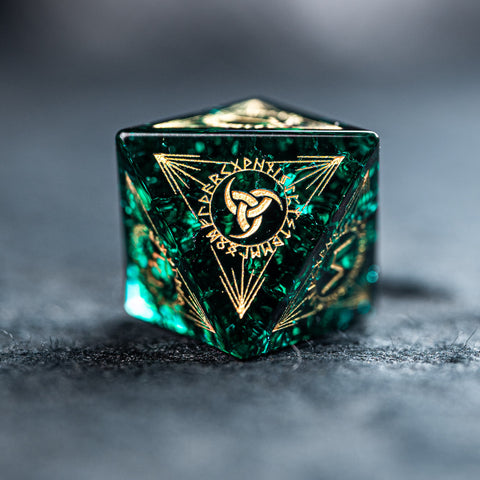 URWizards Dnd Engraved Blast Emerald Glass Dice Set Nordic Style - Urwizards