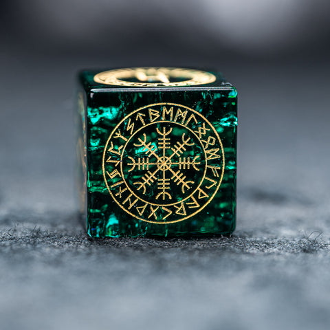 URWizards Dnd Engraved Blast Emerald Glass Dice Set Nordic Style - Urwizards